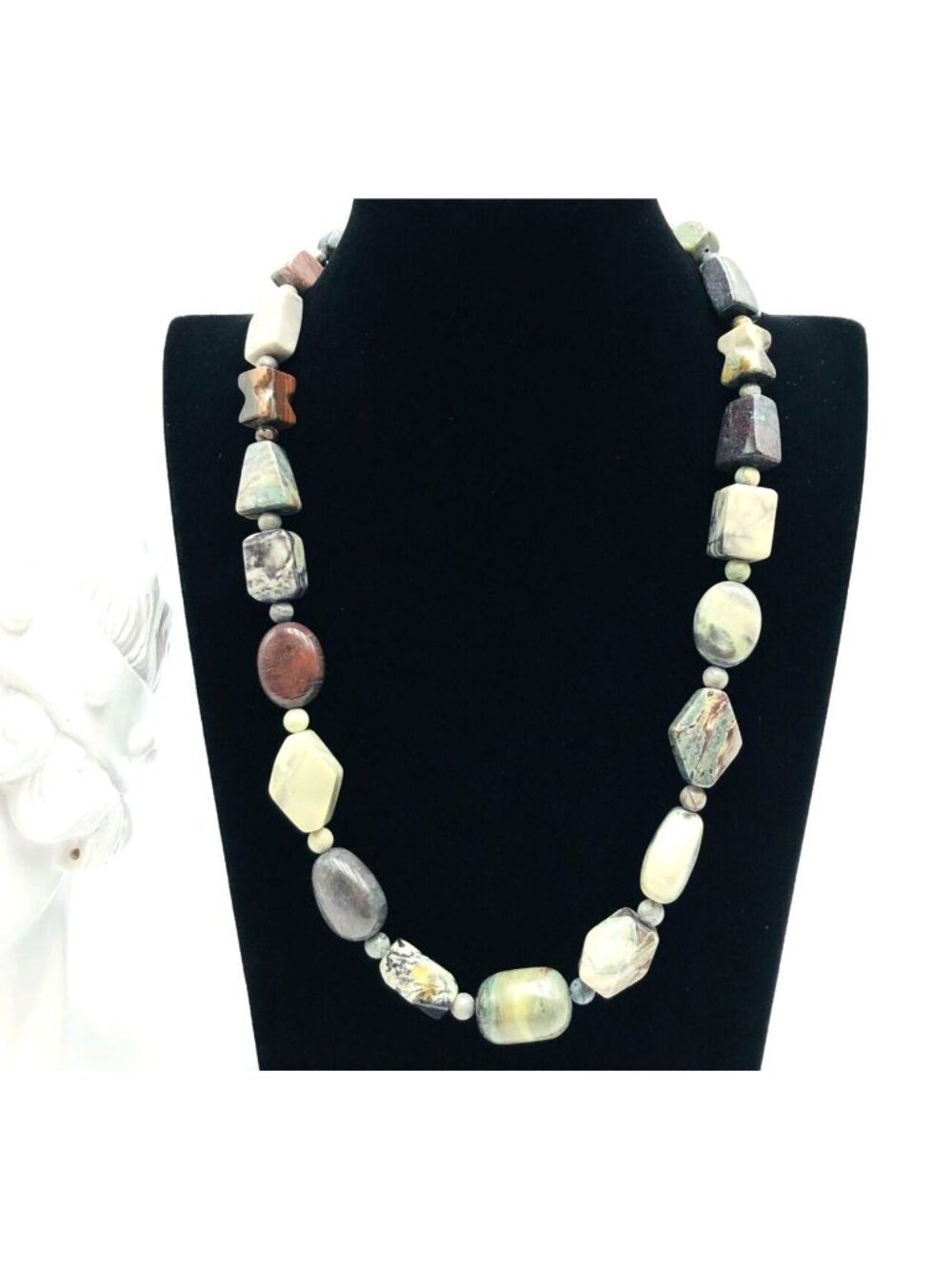 Jay King Mine Finds DTR Sterling Silver Grey Green Gemstone Necklace